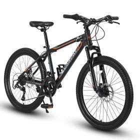 S24102 24 Inch Mountain Bike, Steel Frame, Shimano 21 Speed Mountain Bicycle with Dual Disc Brakes and Front Suspension MTB