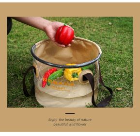 30L Outdoor folding bucket camping self-drying portable barbecue dishwashing bucket telescopic fishing bucket (select: Outdoor folding bucket-Khaki)