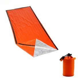 1pc Coldproof Warm Portable Single Sleeping Bag; With Drawstring Pocket And Whistle For Outdoor Travel, Camping And First Aid. (Color: Orange)