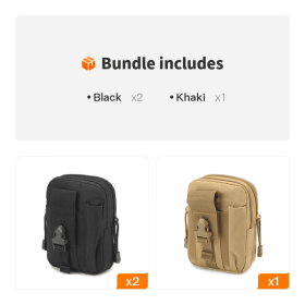 Waist Pouch; Portal Waist Bag For Camping; Travel; Running (Color: Black*2+Khaki)
