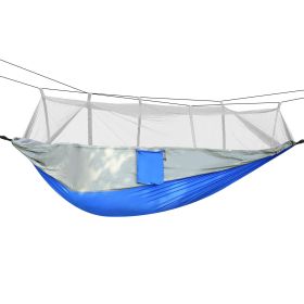 600lbs. Load 2 Person Hammock with Mosquito Net, Outdoor Hiking & Camping Hammock. Portable, Nylon Hanging Swinging Bed. (Color: Grey)