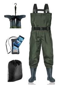 BELLE DURA Fishing Waders Chest Waterproof Light Weight Nylon Boot foot Waders for Men Women with Boots (Color: Army Green, size: Men 11 / Women 13)