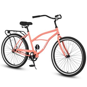 S26204 26 Inch Beach Cruiser Bike For Men And Women, Steel Frame, Single Speed Drivetrain, Upright Comfortable Rides, Multiple Colors (Color: pink)